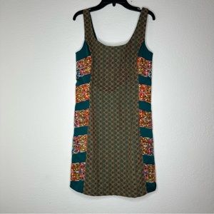 Judith March Teal Embroidered Crocheted Overlay Mini Shift Dress Women’s small